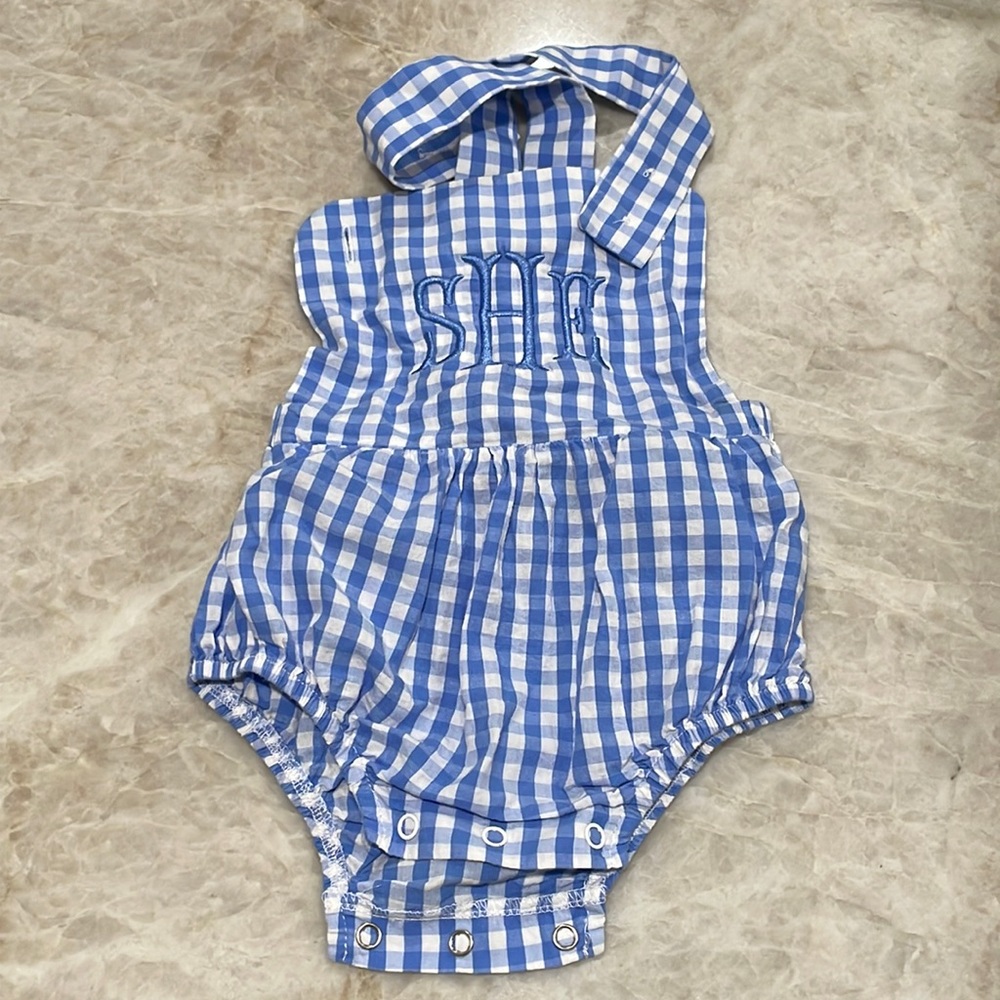 Gingham monogrammed Cecil and Lou boy bubble